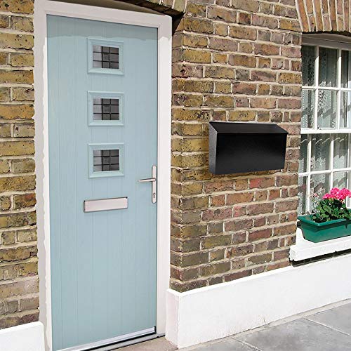 Kyodoled Wall-Mount Mailbox,Large Capacity Mail Box,Galvanized Steel Rust-Proof Metal Post Box,Mailboxes For Outside,15.75"X9.44"X4.72" Black #TOP6