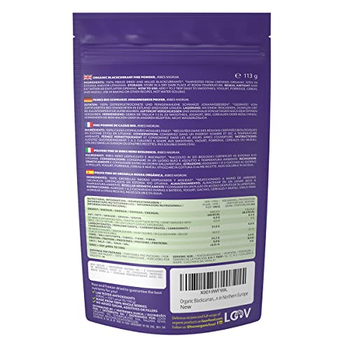 Loov Organic Blackcurrant Powder, Made From 100% Whole Blackcurrants, Freeze-Dried And Powdered Organic Blackcurrants, 4 Ounces, 14-Day Supply, Grown In Northern Europe, No Added Sugar #TOP1