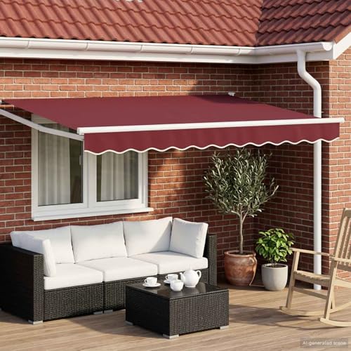 Auvent rétractable bordeaux pour ombrager une terrasse en toile polyester