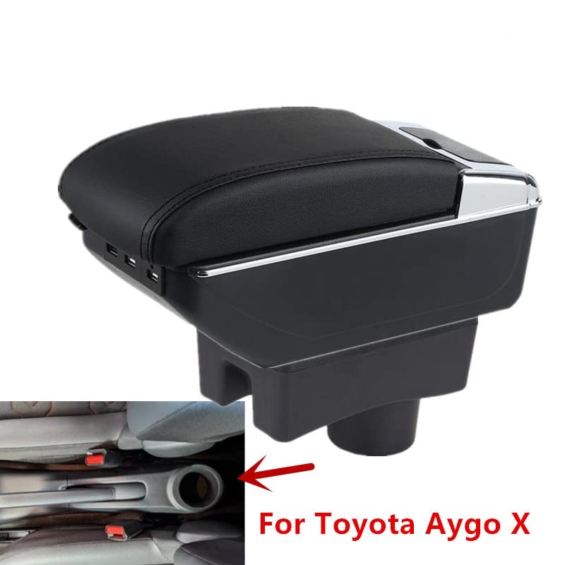 Auto Armsteun Doos Voor Toyota Aygo X 2012-2017 2018 2019 Armsteun Doos Retrofit Onderdelen Opbergdoos Auto Accessoires(B3 Black white 3USB