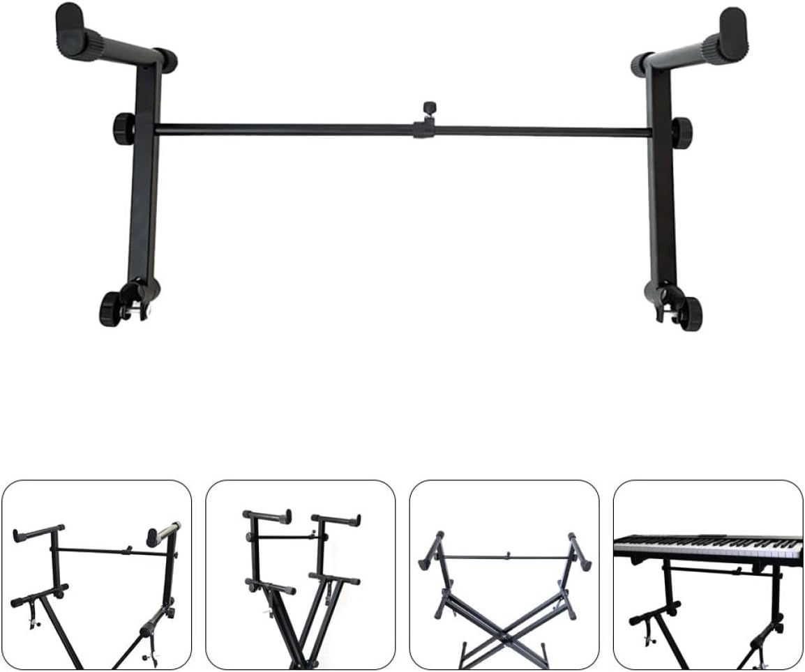 Universal Dual-tube Keyboard Stand Adapter, Black Elevated Electronic Keyboard Support Rack for Musical Instruments, Adjustable Piano Placing Rack Compatible with Electric Organs