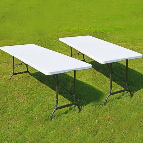 Generico Set 2 Pezzi Tavolo Pieghevole Rettangolare in HDPE Resina