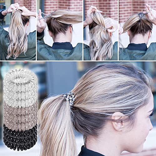 Image of Zibuyu Spiral Hair Ties Rubber Bands for Ponytail 9 Pcs