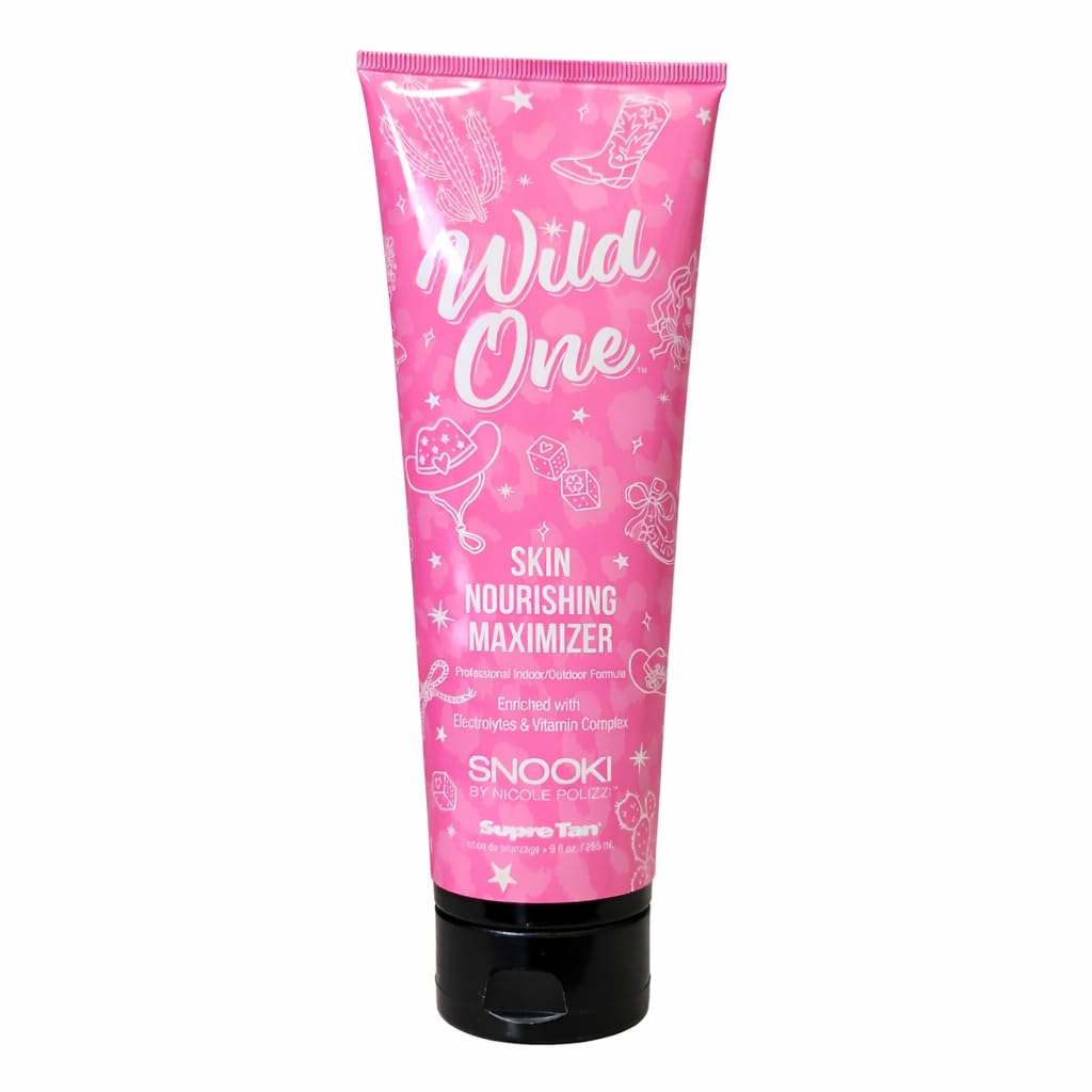 Snooki Wild One Tanning Maximizer Lotion Indoor Outdoor, Bronzer Free Tan Accelerator with Electrolytes, Tyrosine, Skin Firming Blend, Hydrating Tattoo Protection, Cactus Pop Fragrance 9 fl oz