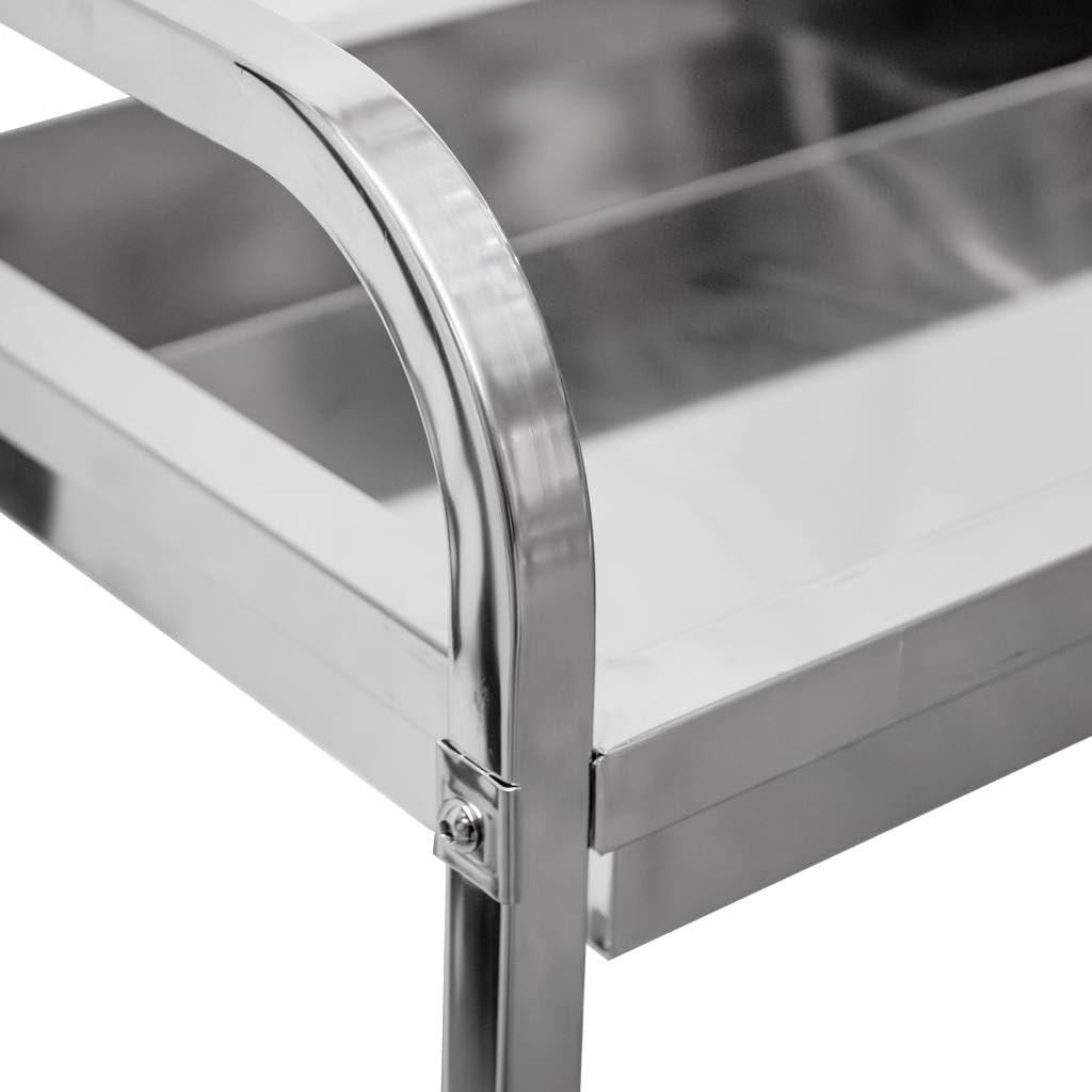 MEGA-M Wózek kelnerski gastronomiczny 2 półki inox 85x45x90 cm | Głębokie półki, stal nierdzewna, skręcany, mobilny, łatwe czyszczenie, do gastronomii