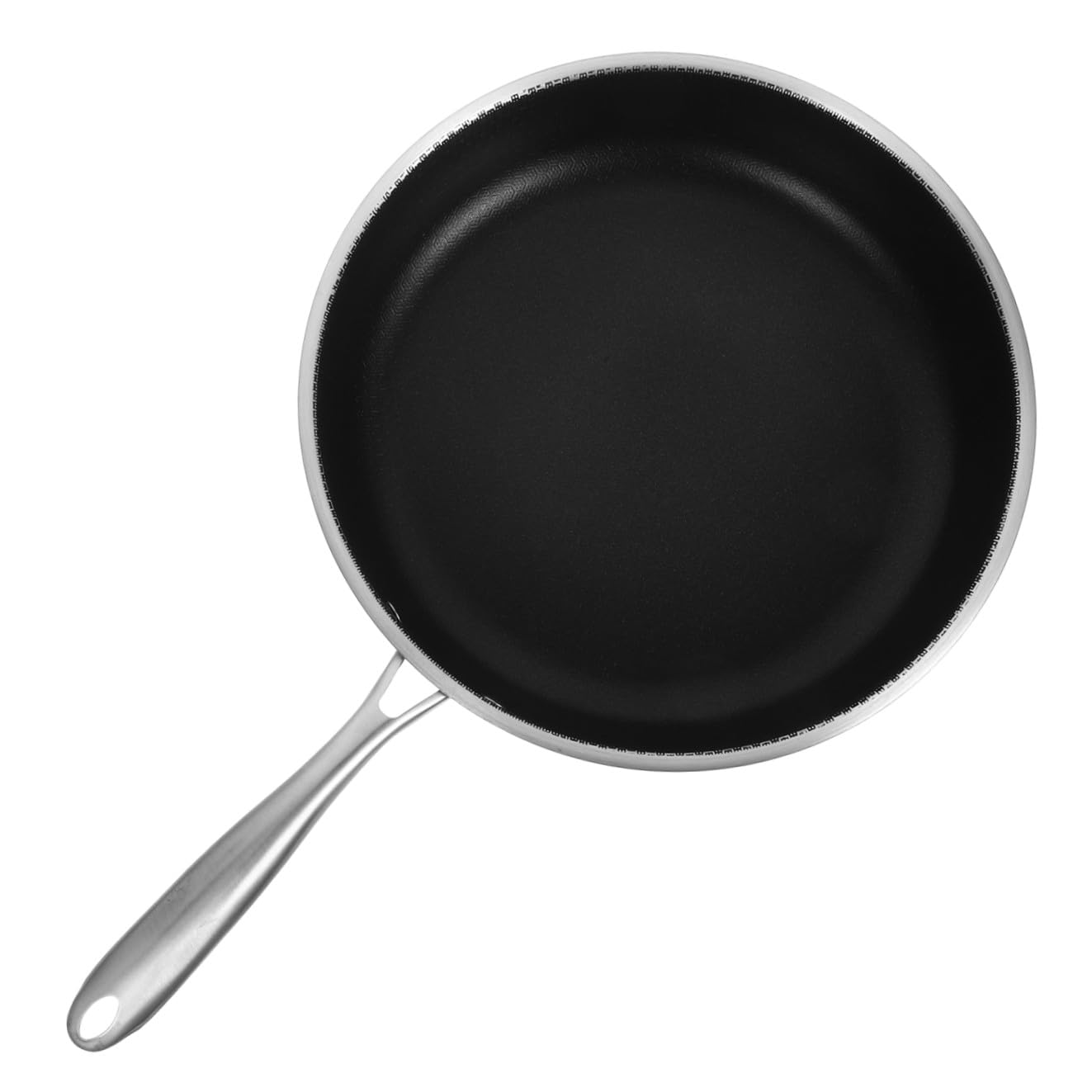 OUNONA Padella in Acciaio Inossidabile Nero Fondo a Nido D'ape per Friggere Uova, Manico Ergonomico che Riduce Consumo di Olio, per Cucina Quotidiana