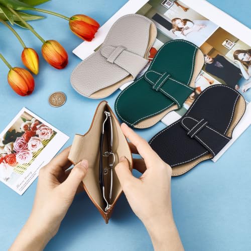 Image of CREATCABIN Leather Glasses Case Portable Sunglasses Pouch Travel Lightweight Slim Squeeze Eyeglasses Holder Bag with Suede Fiber Cleaning Cloth for Women Men Chocolate