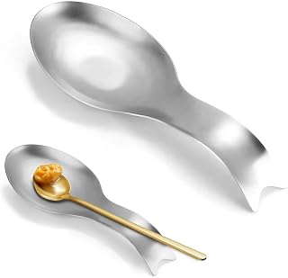 Stainless Steel Spoon Rest for Stove Top & Kitchen Counter – Large Utensil Holder for Cooking Spoons, Spatulas, Ladles – Rust-Resistant, Dishwasher Safe (Silver)