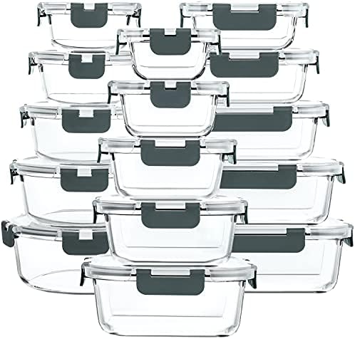 M MCIRCO 24-Piece Glass Food Storage Containers with Snap Locking Lids, [10-Pack,22 Oz] Glass Meal Prep Containers with Lids - Thumbnail 5