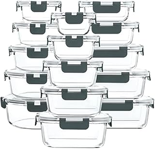 30 Pieces Glass Food Storage Containers with Upgraded Snap Locking Lids,Glass Meal Prep Containers Set - Airtight Lunch Containers, Microwave, Oven, Freezer and Dishwasher Friendly