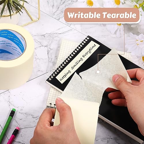 Image of Fainne 6 Rolls 3 Inch Masking Tape Bulk 55 Yards | General Purpose Tape for Classroom, Labeling, Crafts, Office, School Projects, Easy Tear & Clean Removal, Beige White
