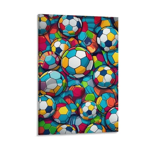 Tableau impression sur toile football déco murale salon 50x75cm