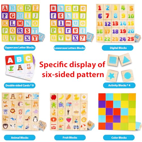 KMTJT Wooden Alphabet Blocks for Toddlers 1-3 | ABC Stacking Blocks Toys for 1 2 3 Year Old Kids | One Year Old Girl Boy 1st First Birthday Gifts | Number Building Blocks Learning Educational Toys - Image 5