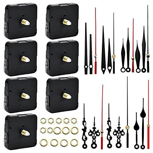 7 Piezas Mecanismo de Movimiento Reloj de Pared, Silencioso Maquinaria Reloj Pared con 7 Diferentes Pares de Manecillas para DIY Reparación de Reloj Reemplazo de Piez