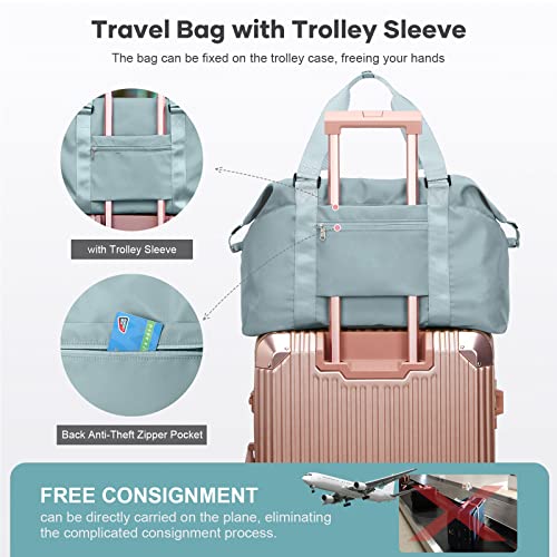 Travel Bag,Large Sports Tote Gym Bag,Waterproof Weekender Carry On Overnight Bags For Women With Trolley Sleeve,Travel Duffel Bag With Shoe Compartment #TOP2