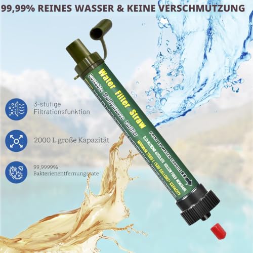 Foto von TEUEN Wasserfilter Outdoor Camping Survival, Trinkwasserfilter 0,1 Mikron