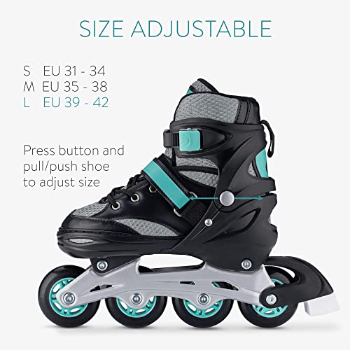 Navaris Inline Skates für Jungen & Mädchen - Inline Rollschuhe größenverstellbar - Inlineskates mit Werkzeugsatz - Größe einstellbar