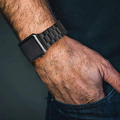 Pugo Top Replacement For Apple Watch Band 38Mm 40Mm 42Mm 44Mm 41Mm 45Mm Stainless Steel Metal Iwatch Iphone Watch Link Band For Apple Watch Series 7/6/5/4/3/2/1/Se (3 Blades Black, 42Mm/44Mm/45Mm) #TOP4