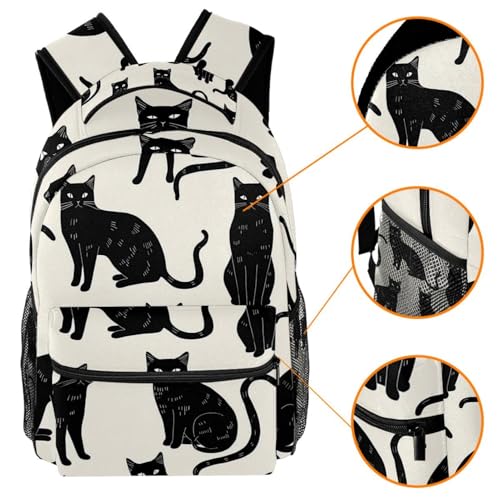 Sac à dos de voyage avec motif chats noirs pour les sorties des enfants - 3