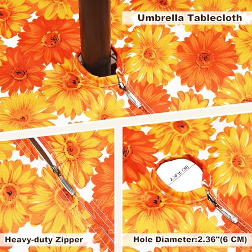 Image of Poise3EHome 60 inches Outdoor /Indoor Waterproof Spillproof Round Tablecloth with Umbrella Hole for Camping, Picnic, Christmas Tree Skirt, BBQ, Flower