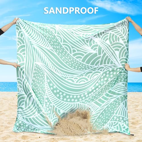 HIHOHO Beach Blanket Waterproof Sandproof Beach Mat for 1-8 Adults Quick Drying Durable Outdoor Picnic Mat for Beach Festival Travel Camping Hiking (LBL-Ripple, 79"×108"(6 Person)) by HIHOHO - Image 4