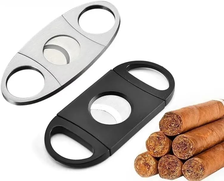 Cigar Cutter Stainless Steel Metal Classic Guillotine Scissors Puncher Slicer Portable Accessories Tool(B)