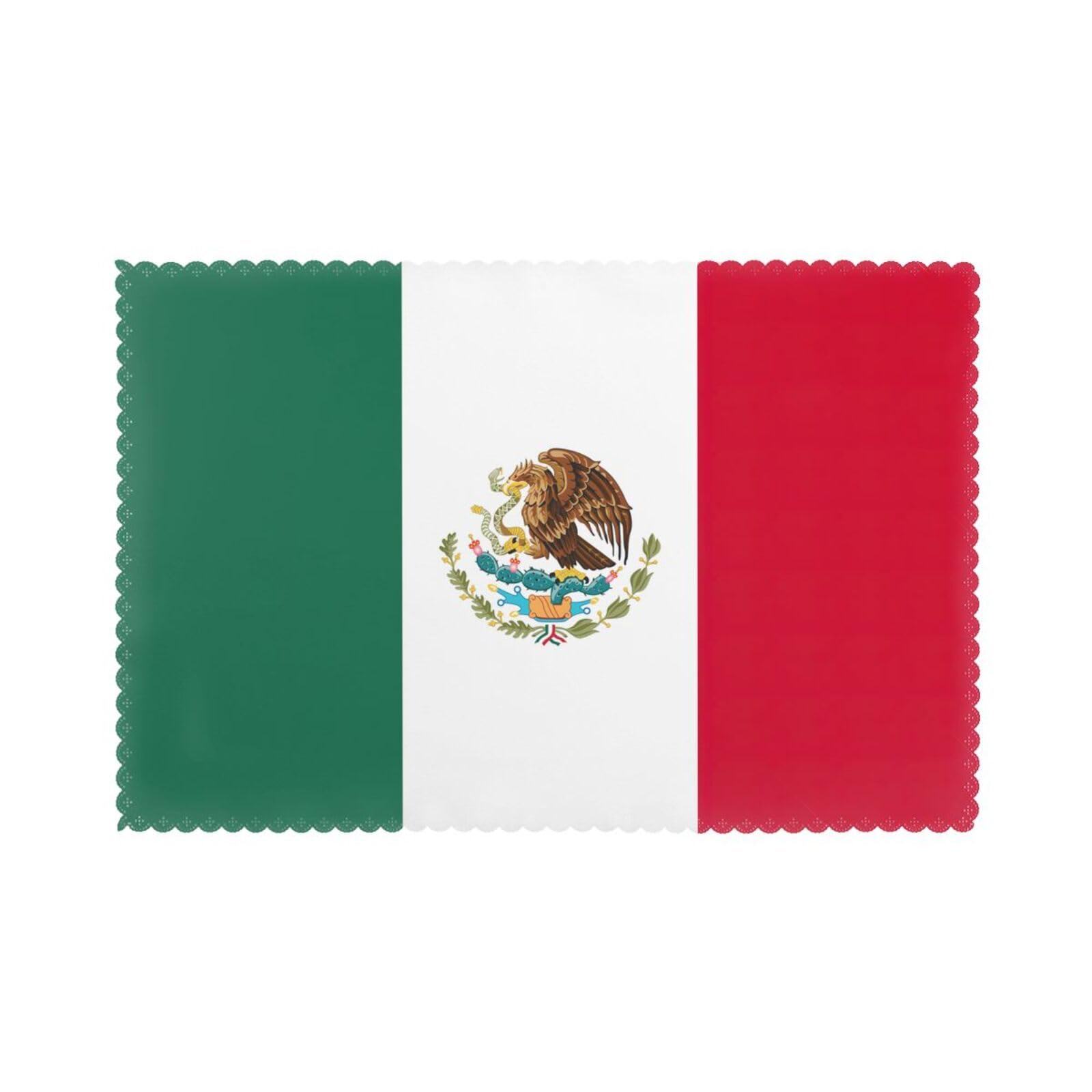 Flag of Mexico Print Placemats for Dining Table Set of 6 12x18 Inch Table Mats for Party Kitchen Dining.