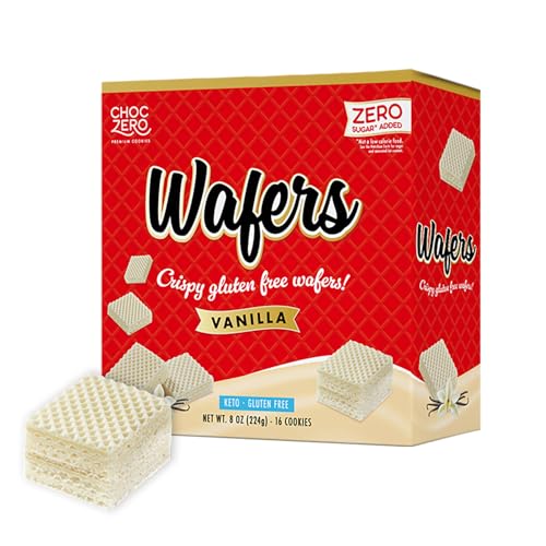 ChocZero Vanilla Wafer Cookies – No Added Sugar, Keto Friendly, Low Carb Cookies with No Sugar Alcohols, Gluten Free & Individually Wrapped – 8 oz Box