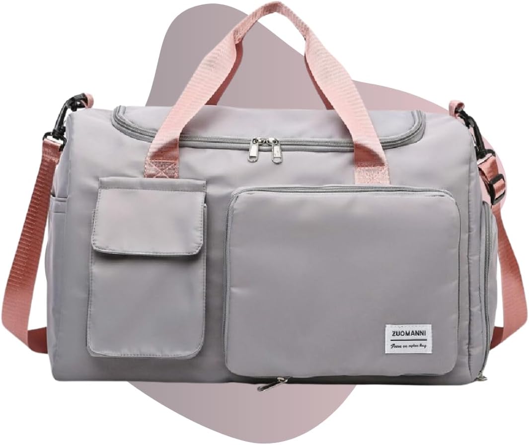 Mala de Mao Compacta de Viagem Feminina Funcional Alca Transversal Bolsa de Viagem em Nylon Resistente com Bolso para Sapatos Ajustavel Leve e Versatil Ideal e Uso Diario (Cinza) Mala de Mao Compacta de Viagem Feminina Funcional Alca Transversal Bolsa de Viagem em Nylon Resistente com Bolso para Sapatos Ajustavel Leve e Versatil Ideal e Uso Diario (Cinza)