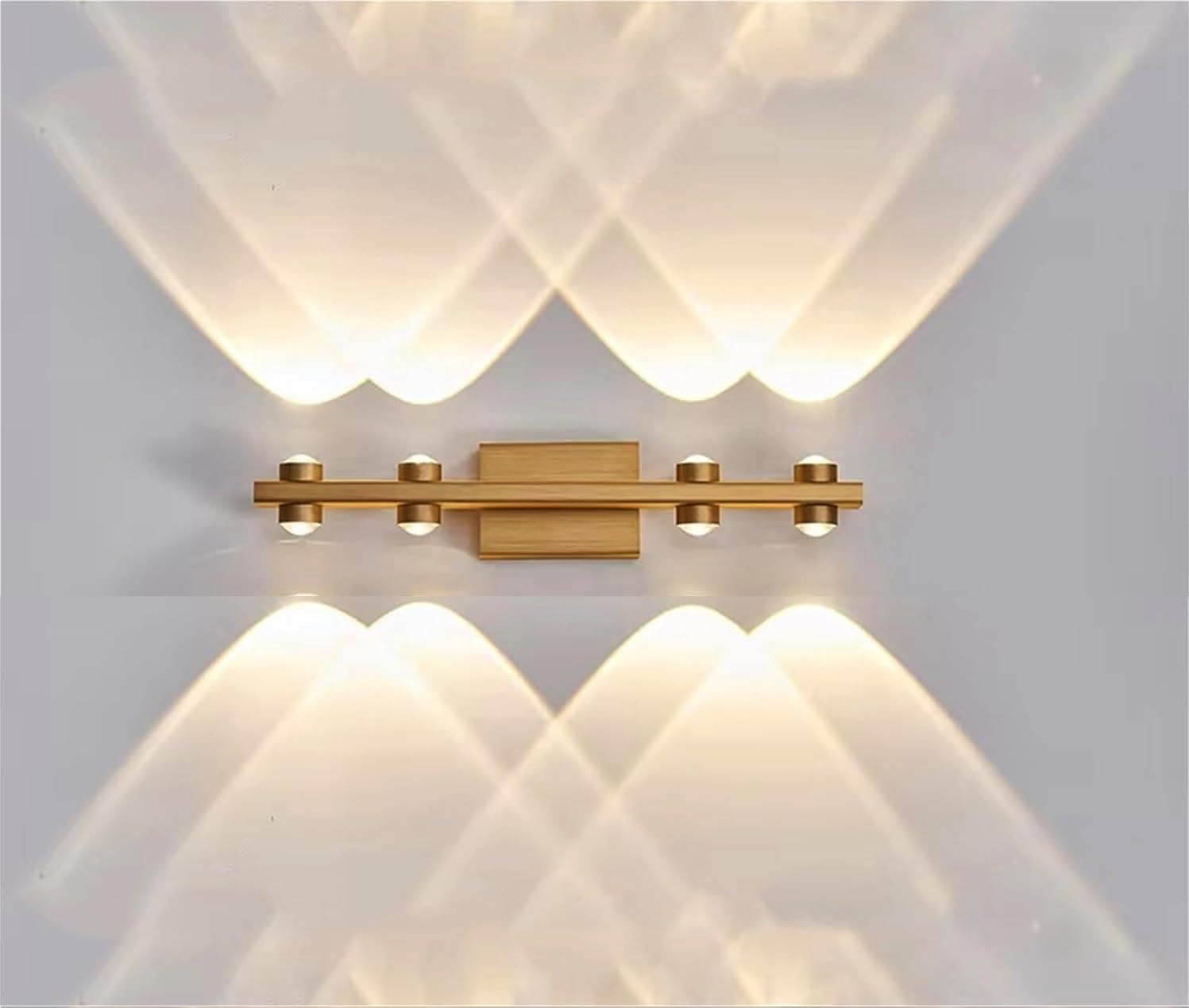 Groeien 8 LED Golden 8 watt Up/Down Wall Sconce Bathroom Vanity Indoor Outdoor Light Fixtures for Mirror, Hallway,Bedroom,Indoor Wall Light(DualArc-8LED)