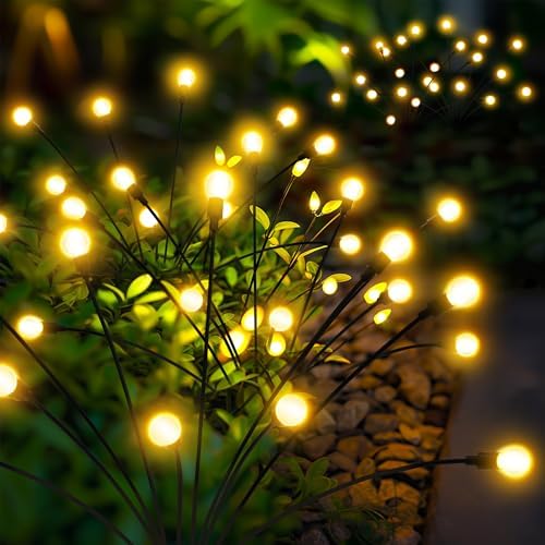 Solar Lights Outdoor Garden, 40 LED Firefly Outdoor Garden Lights Waterproof, Solar Powered Swaying Light for Pathway, Yard, Patio Decoration (4 Pack,Warm White)