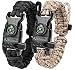 A2S Protection Paracord Bracelet K2-Peak - Survival Gear Kit with Embedded Compass, Fire Starter, Emergency Knife & Whistle (Black/Sand Camo Adjustable Size)