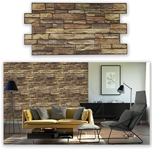 Grace Baltic - 3D Wall Panels for Interior Wall Decor Non-Adhesive Thin and Elastic PVC Faux Slate Silver Stone 10 Pack (53 sq ft) Wall Covering Panels for Home and Office  Size (38.6 x 19.6) in