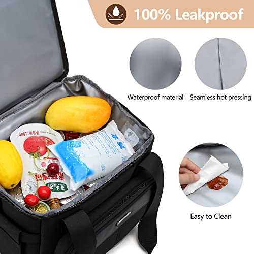Baverge Lunch Box For Men Women, Insulated Loncheras Para Mujer Hombres, Large Portable Collapsible Adult Work Food Cooler, Expandable Heavy Duty Leakproof Tactical Lunch Bag Black #TOP4