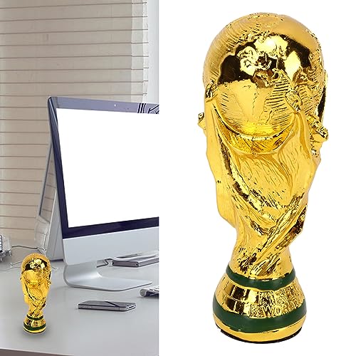 Kufoo Réplica de troféu de taça de ouro, base grossa de troféu de futebol mundial 2022 ecologicament