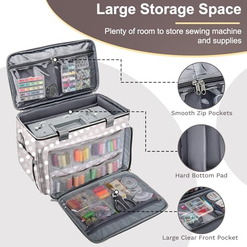 Image of Anitor Sewing Machine Case with Removable Bottom Padding, Sewing Machine Bag Fits Most Standard Sewing Machines and Storage Sewing Accessories, for Singer, Brother, Janome, Round Dot,(Bag Only)