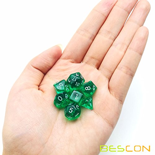 Bescon Mini Translucent Polyhedral RPG Dice Set 10MM, Small RPG Dice Set D4-D20 in Tube Packaging, Assorted Colored of 42pcs (7X6 - Thumbnail 5