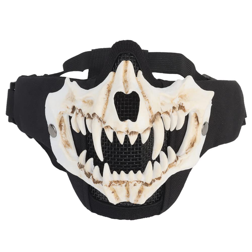 Airsoft Masks Half Face Mesh Skull Skeleton Tactical Mask for Halloween Paintball CS Game Cosplay and Party