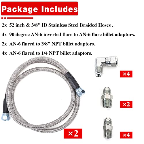 Transmission Cooler Hose Fitting Kit With Braided Line For Chevy Ford Mopar Gm Gmc Buick Cadillac Cars And Trucks, Stainless Steel Braided Lines, Replace Th350/ 700R4/ Th400 #TOP1