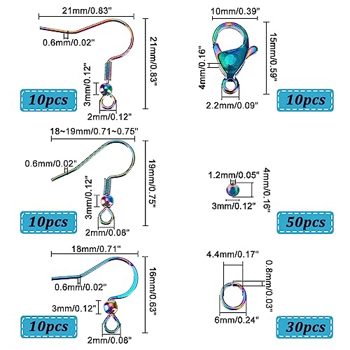 Kit de ganchos de acero inoxidable arcoíris para hacer 120 aretes creativos 3