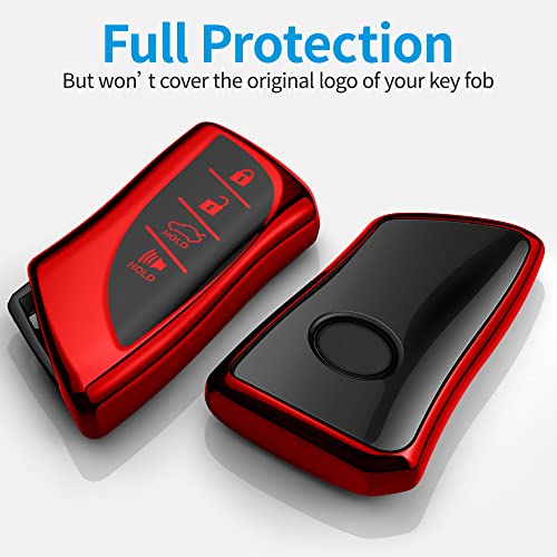 Coque de clé pour Lexus protégeant contre rayures et chocs en TPU rouge - 3