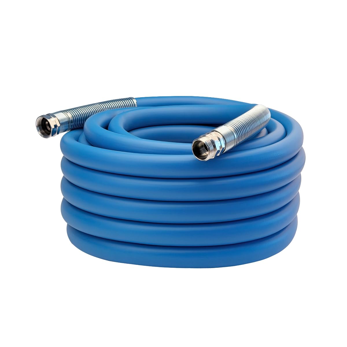 Guitrees 2026 Upgraded Garden Hose 50FT x 3/4", Heavy Duty Rubber Water Hose with Five Layered Braiding, Swivel male and female Nickel-plated Brass Fittings, 1200PSI Burst, 300PSI Working (Blue)