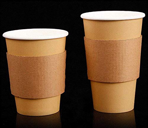 Esowemsn 50Pcs Disposable Paper Coffee Cup Sleeves Kraft Color Cup Sleeve Protective Best For 12 Oz-20 Oz Hot/Ice Drinks thumb #1