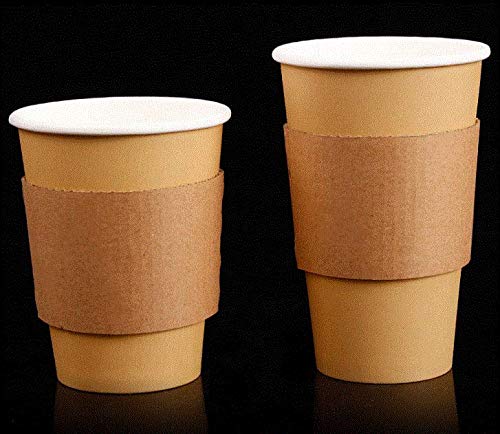 BBAUER 50pcs Disposable Paper Coffee Cup Sleeves Kraft Color Cup Sleeve Protective Best for 12 oz-20 oz Hot/Ice Drinks