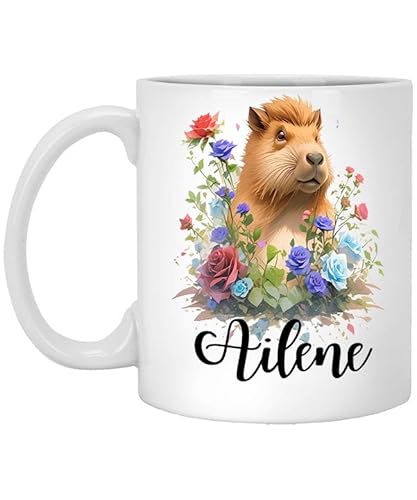 Genesis Katalina Capybara Mug, Capybara Gifts, Funny Capybara Name Ailene 11oz White Mug, Capybara Lover, Cute Capybara, Capybara Cup 11 Oz White Ceramic Coffee Mug 237501