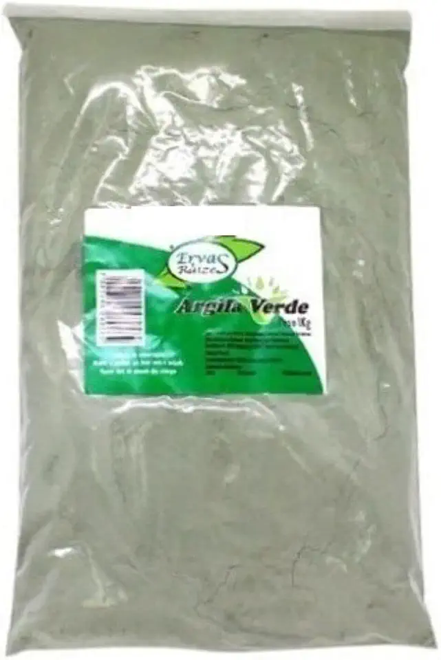 Argila Verde 100% Pura Pacote de 1 Kg Ervas e Raízes