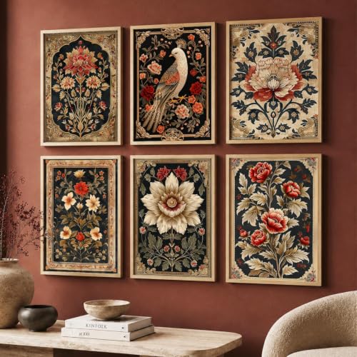 Image of kotart - Traditional Wall Art Paintings For Wall Decor | Madhubani Wall Poster With Frames | Wall Hanging Frames Set of 6 (19X25 INCH, A)