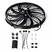 16 Inch Electric Radiator Cooling Fan Mounting Kit & 175-185 Degree Thermostat Relay Switch Kit Black