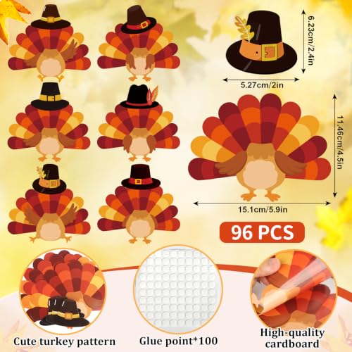 Image of 48 Sets Thanksgiving Turkey Cutouts Thanksgiving Turkey Bulletin Board Photo Cutout Fall Bulletin Board Decor Autumn Harvest DIY Craft Art School Home Party Favor