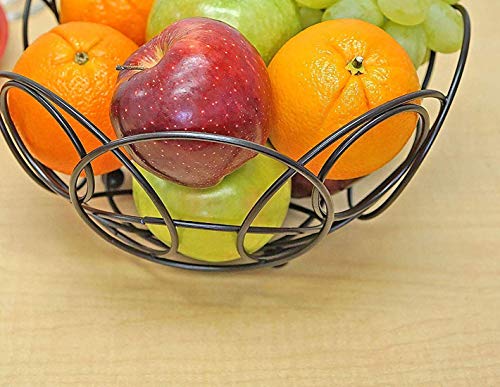 Image of Premium Metal Fruit Basket for Kitchen & Dining Table | Rust-Free Wire Fruit Bowl with Stable Base | Multipurpose Fruit & Vegetable Storage Basket - Black